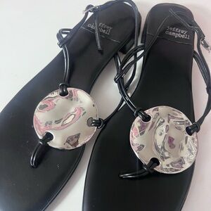Jeffrey Campbell Black Sandals with Metallic Accents